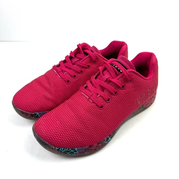 NO BULL Super Fabric Sneakers 9.5 Womens Lace up Mens 8 Bright Red Pink - Picture 1 of 12